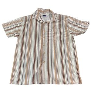 Men’s RT Denim striped shirt sleeve button down shirt size M